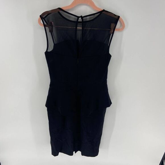 Aidan Mattox Black Mesh High neck sleeveless peplum cocktail dress womens 2 - Picture 3 of 8